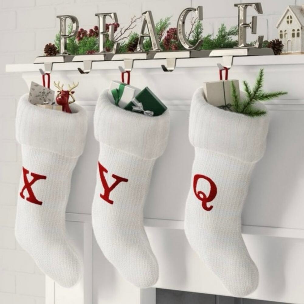 NEW Wondershop Knit Christmas Stocking Monogram X Red White Holiday Festive Cozy